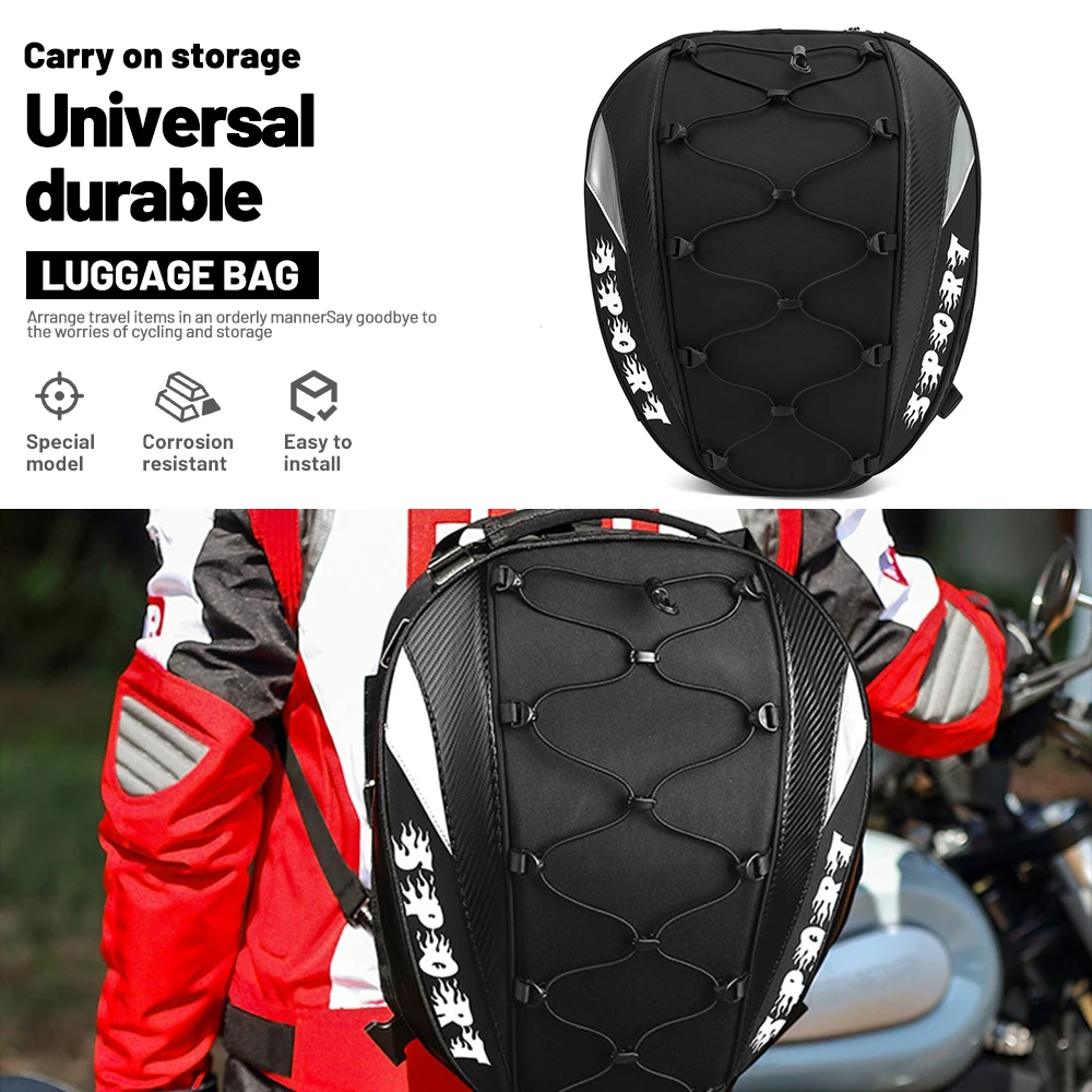 2-in-1 Unisex Waterproof Motorcycle Backpack Large Capacity Rear Seat Touring Luggage Cargo Bag Fits Full Face Helmet