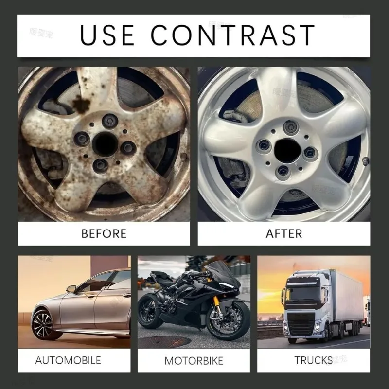 Efficient Iron Powder Stain Cleaner Vehicle Rust Removing Spray For Car Wheel Hub Exhaust Pipe Metal Derusting And Surface Care