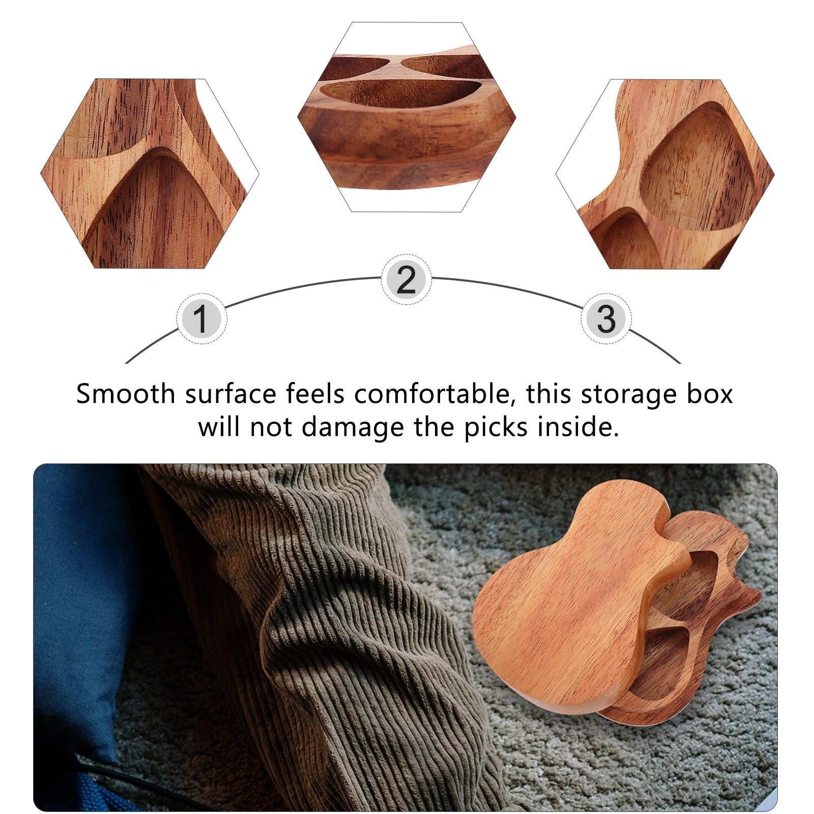 

1pc Guitar Wood Color Smooth Surface Storage Organizer For Acoustic Electric Guitars Travel Music Party School