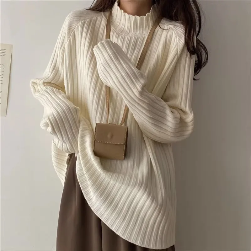 Women Sweater Spring Autumn Long Sleeve Turtleneck Pullovers Warm Bottoming Shirts Korean Fashion Sweater Knitwear Soft Jumpers