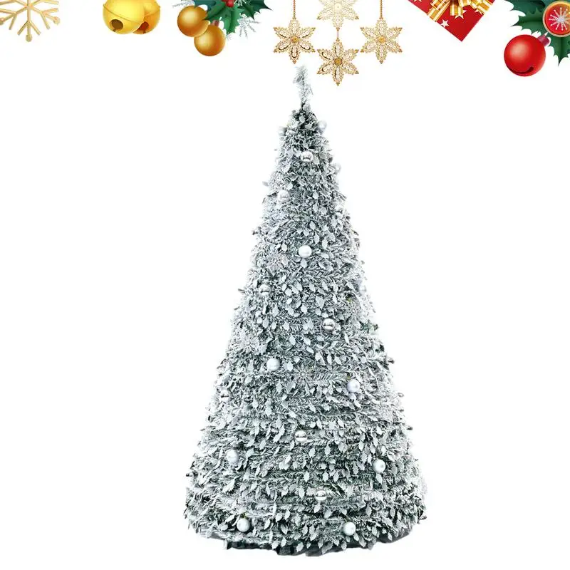 1.5m NEW Foldable Christmas Tree Artificial Pencil PopUp Christmas Tree Easily Install Lightweight For Christmas Home Dorm Decor