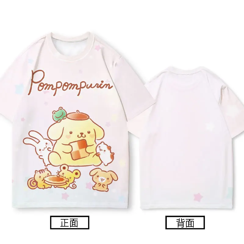 Pudding Dog Short Sleeve T-shirt Girl Small Loose Sanrio Cartoon Cute Summer Dress Girl