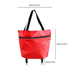 Supermarktschleppsack mit Rad, einfache Installation, Einkaufswagen, Faltplatten von Oxford, wasserdicht, hohe Kapazität, Haushaltsvorräte 12 Hauptverkäufe Kauf - №12