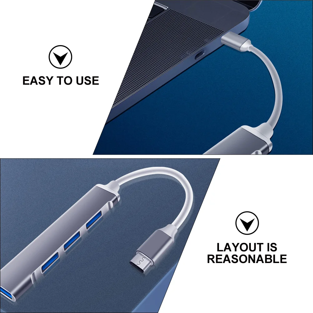 

4 Port USB Hub Type C Expansion Dock Portable Data Transfer Adapter Multi Port 5Gbps USB3.0 2.0 Compatible