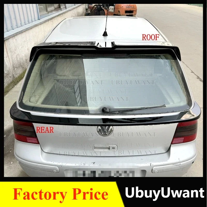 

For 1999-2006 VW Golf 4 MK4 R32 Hatchback Spoiler ABS BLACK MIDDLE AND ROOF SPOILER Car Tail Wing Decoration (NOT FOR GTI / R)