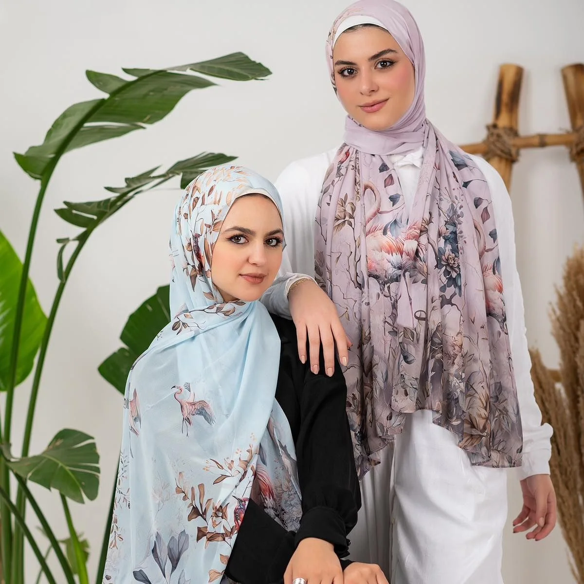 

Модный шарф-хиджаб из вуали с принтом, мусульманский шарф с цветочным принтом, винтажный пляжный хиджаб, шали, дышащие легкие длинные шарфы