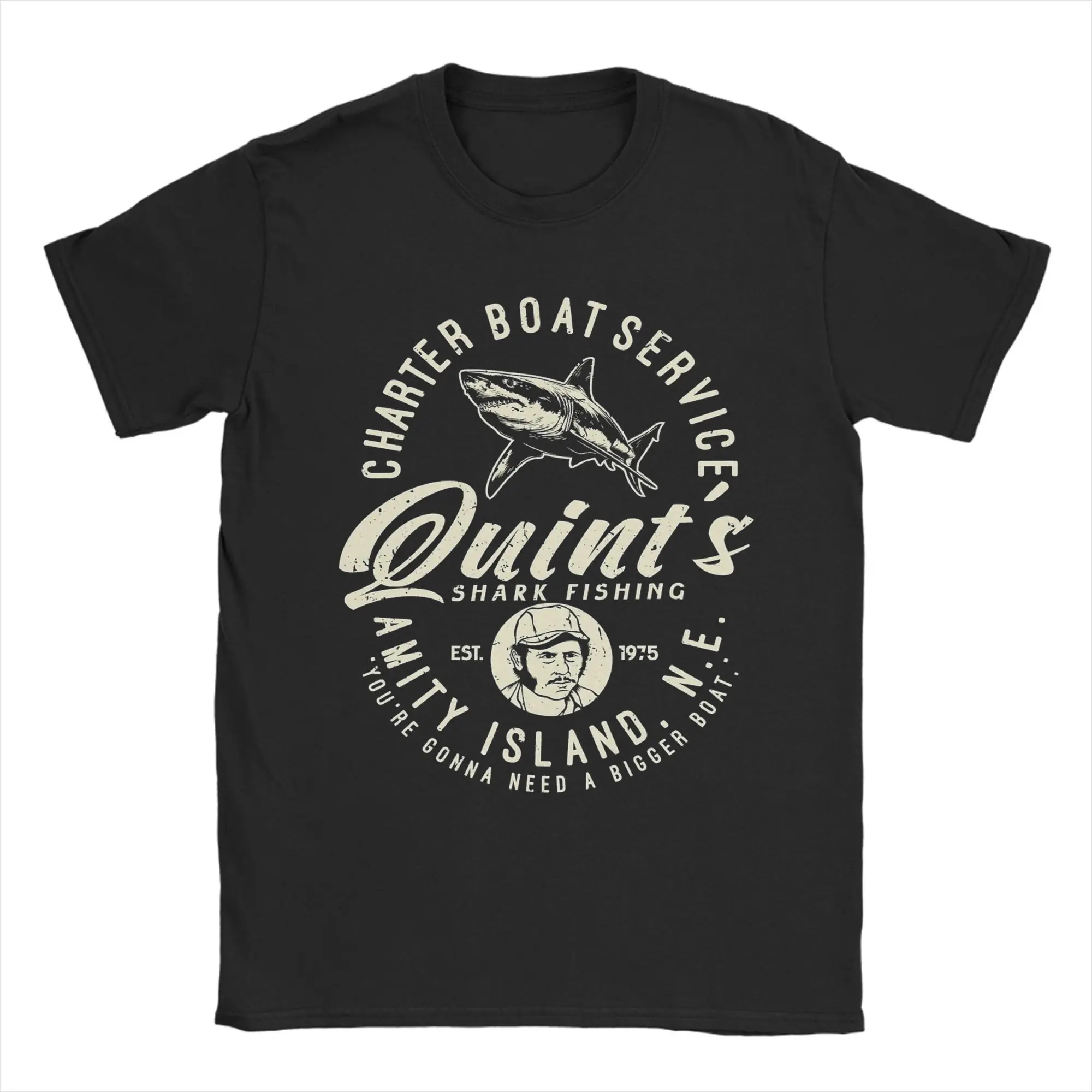 Men's Quints Shark Fishing (7) T Shirts  Pure Cotton Tops Novelty Short Sleeve Crewneck Tee Shirt Gift Idea T-Shirts