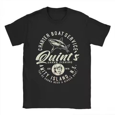Men's Quints Shark Fishing (7) T Shirts Pure Cotton Tops Novelty Short Sleeve Crewneck Tee Shirt Gift Idea T-Shirts