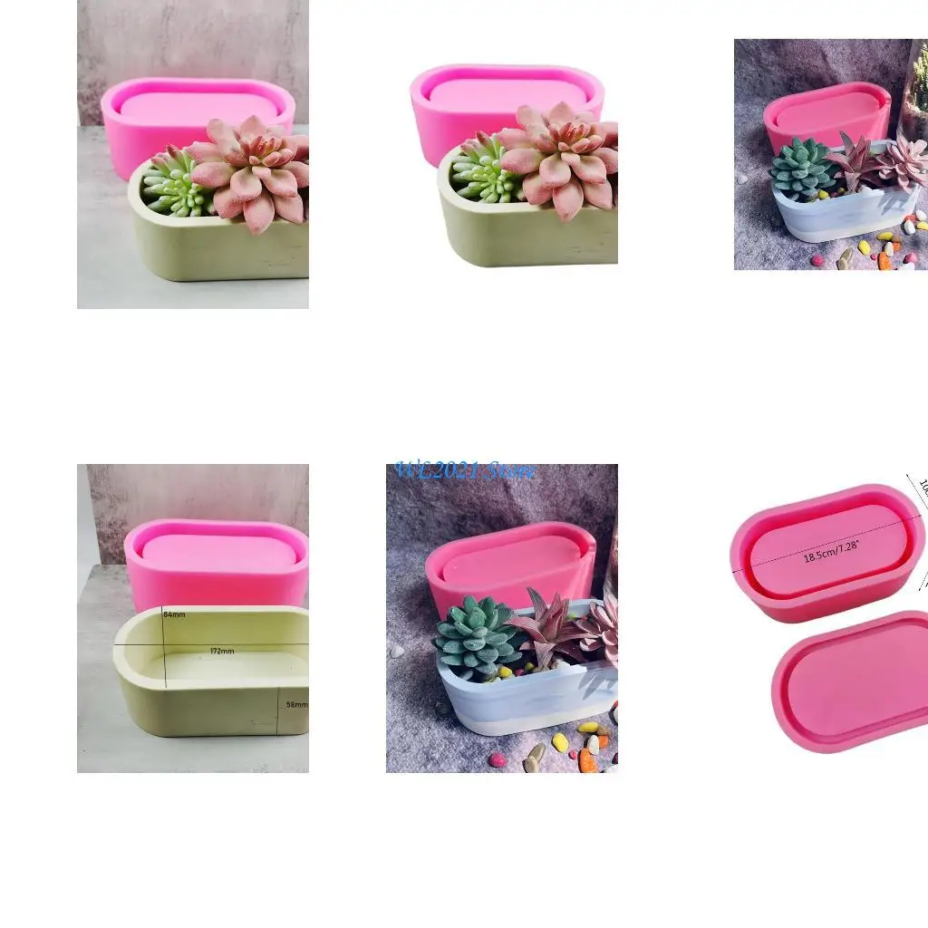 

G5GC Cement Gypsum Flower Pot Mold Silicone Flowerpot Container Mold Oval Shaped Pen Holder Mold for DIY Crafts Home Decor