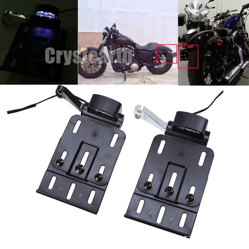 

For Harley XL883 1200 48 Modified Retro Side Mount License Plate Frame Bracket With Light