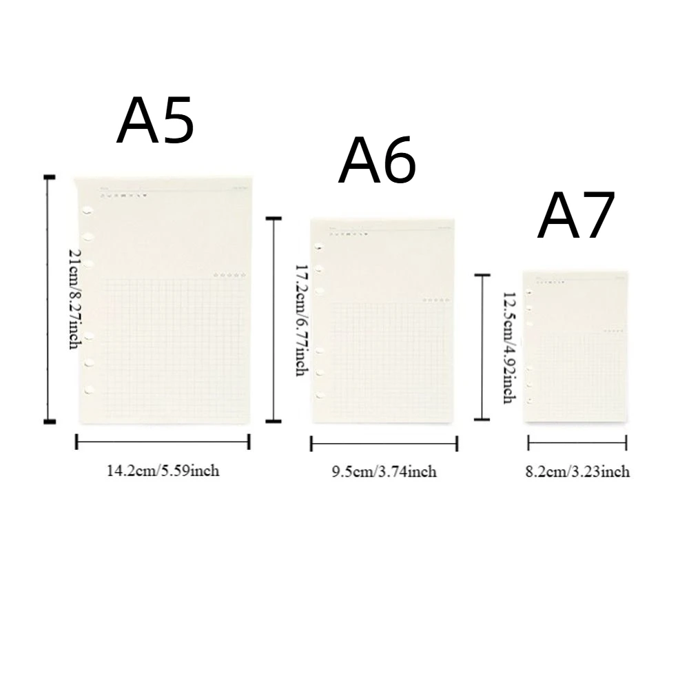 Papier de recharge pour carnet de notes, papier de recharge, spirale, classeur, index à l'intérieur de la page, cartes A5, horizon A7, grille de ligne intérieure, At-scalp, 60 feuilles