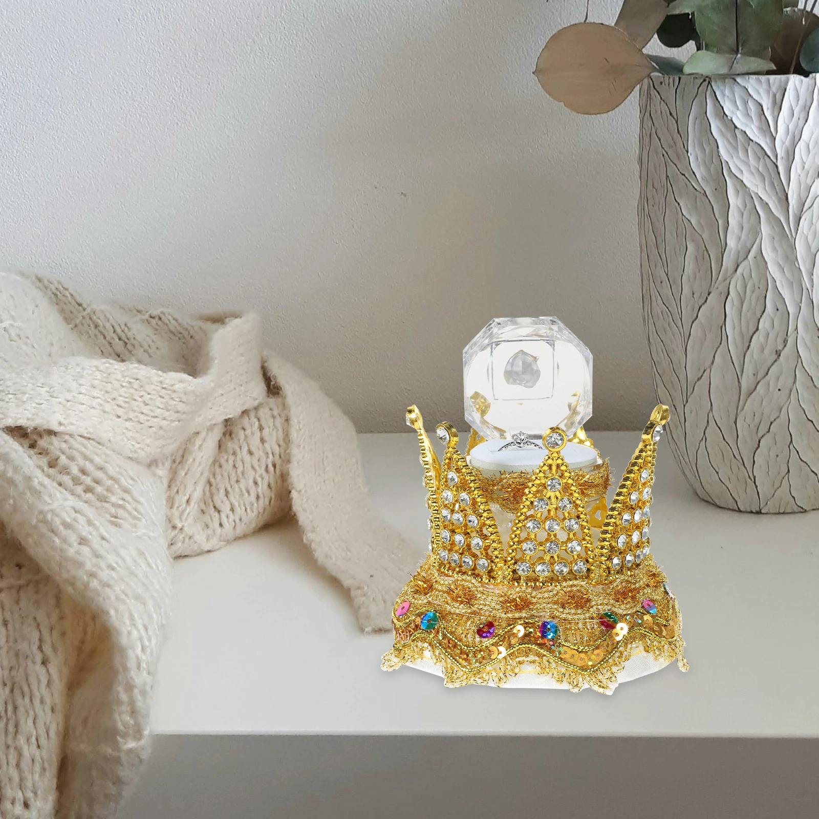 

Mini Ring Silk Cloth Jewelry Display Lightweight Ring Box Portable Wedding Proposal Storage Box for Rings Holder