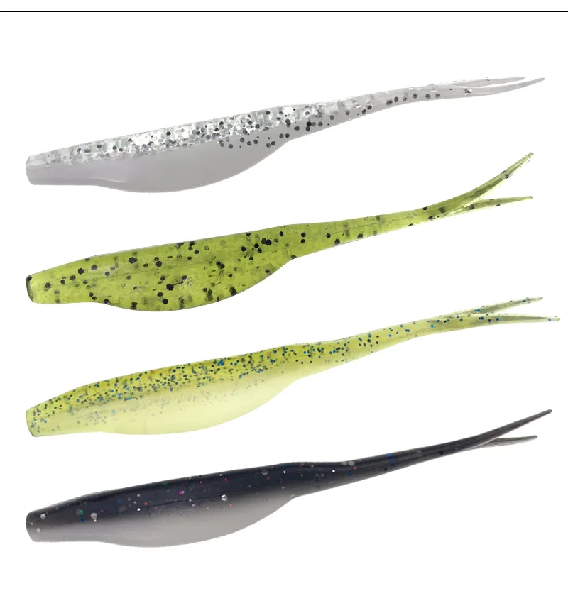 SWOLFY 10 Stück Super Fluke 95mm 4,5G Künstliche Weichköder Leurre Souple für Barsch und Hecht, Minnow-Angelköder – Detail 6
