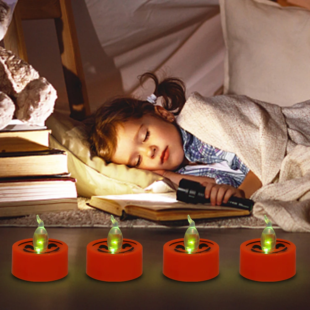 

24 Pcs Flickering Pumpkin Lantern Tea Light Candles Electronic Flameless Lights Pumpkins
