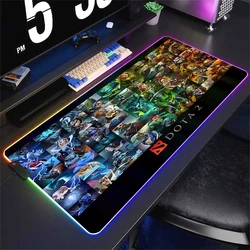 DOTA 2 Large RGB Mouse Pad XL Gaming Mousepad LED Gamer Mausepad grande tappeto colorato desktop per PC domestico con retroilluminazione 400x800