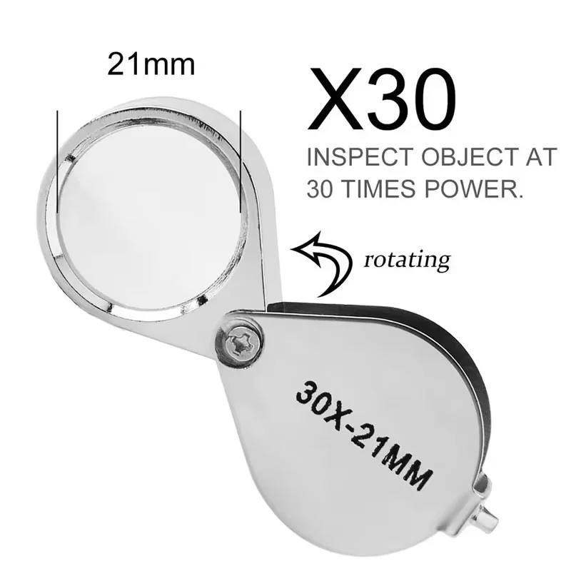 10X 20X 30X Jewelry Loupe Set Stainless Steel Folding Magnifier for Gems Coins Stamps and Watches 3pcs Includes Case