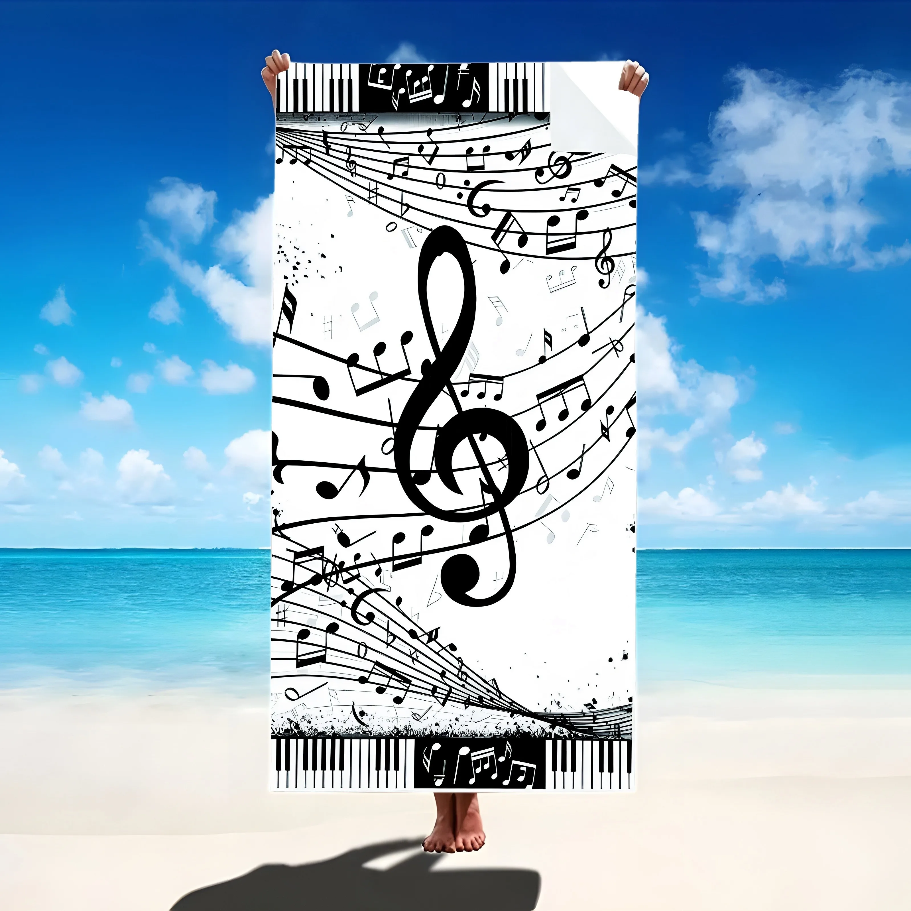 Music-Themed Beach Towel: Ideal for Beach & Music Lovers Suitable for towels, bath towels, beach towels