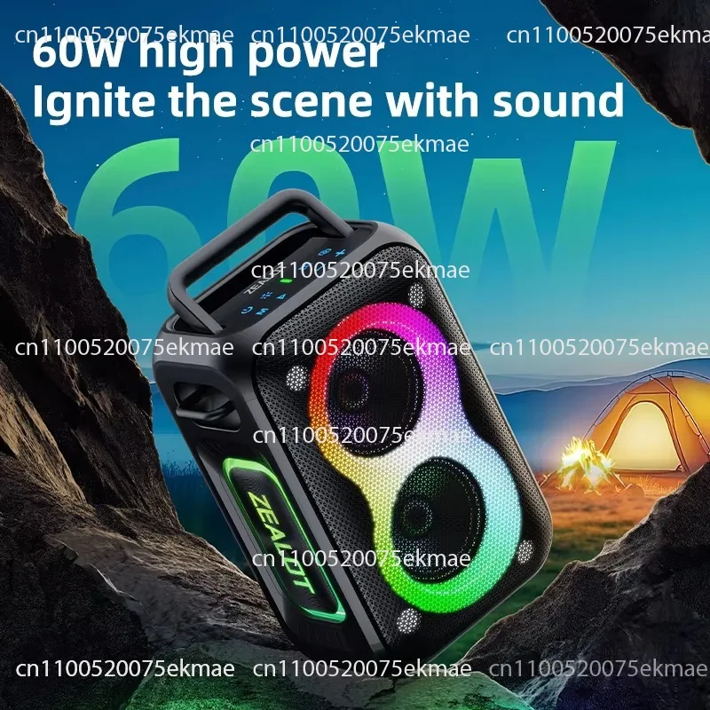 Wholesale & Retail: 60W Outdoor Portable Waterproof Speaker with RGB Light/BT5.4/Adjustable EQ for Party & Camping