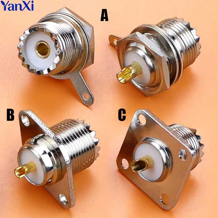1pcs UHF-KF SL16 Female Socket SO239 UHF PL259 Flange Panel Chassis Mount  RF Connector Adapter Test Converter RF Coax Cable