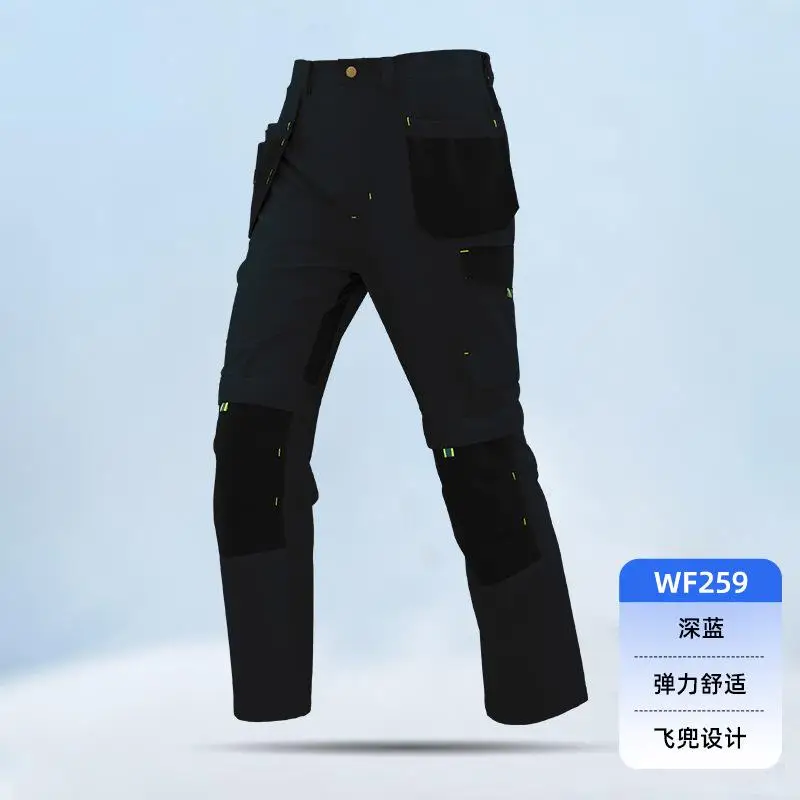 Spring And Autumn Elastic Work Pants Repair Workshop Wear Resistant Reinforced Multi Pocket Welding Pants view 5