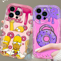 The Simpsons Donuts Art Cartoon For Apple iPhone 15 14 13 12 11 XS XR X Pro Max Plus Wave Oil Soft Phone Case