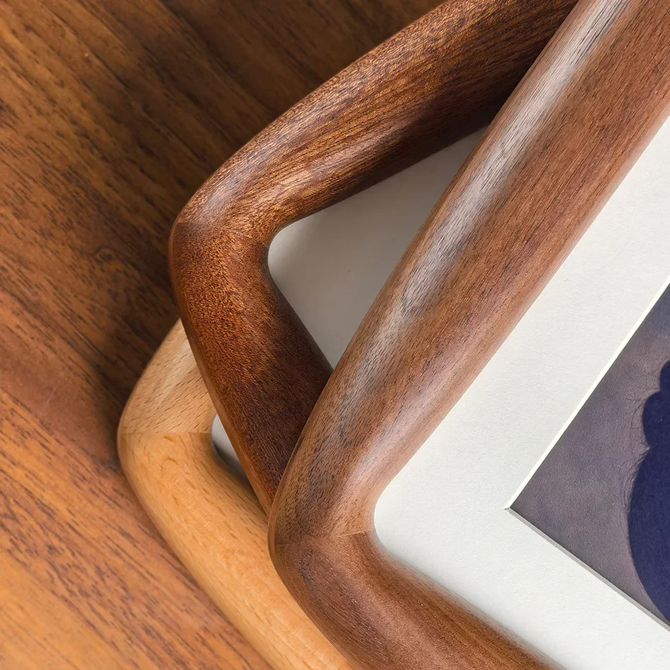 Solid Wood Black Walnut/Sapele Photo Frame Mortise and Tenon Round Corner Beech Picture Frame Couple Display Stand Home Decor