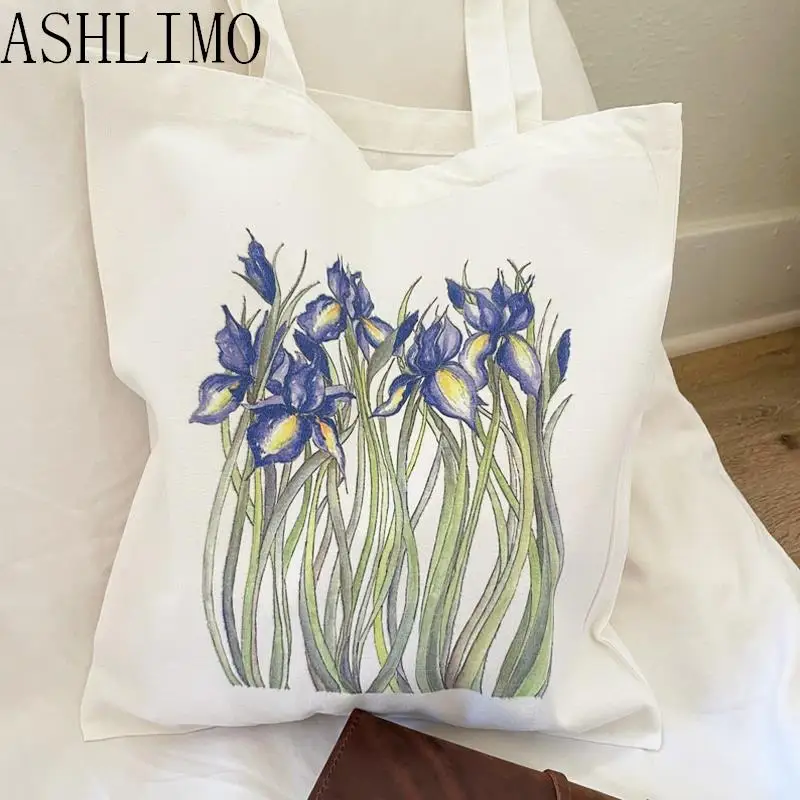 Shopping Bags Floral Canvas Tote Bag Shoulder Bags Flowers Daisy Lavender Rose Garden Eco Friendly Reusable Cute School Tote Bag