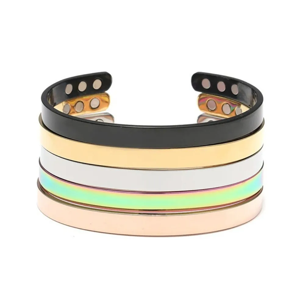 Titanium Steel Dual Magnet Bracelet Magnetic Bracelet with Adjustable Opening Magnet Control Assistance Sleep Health and Fat