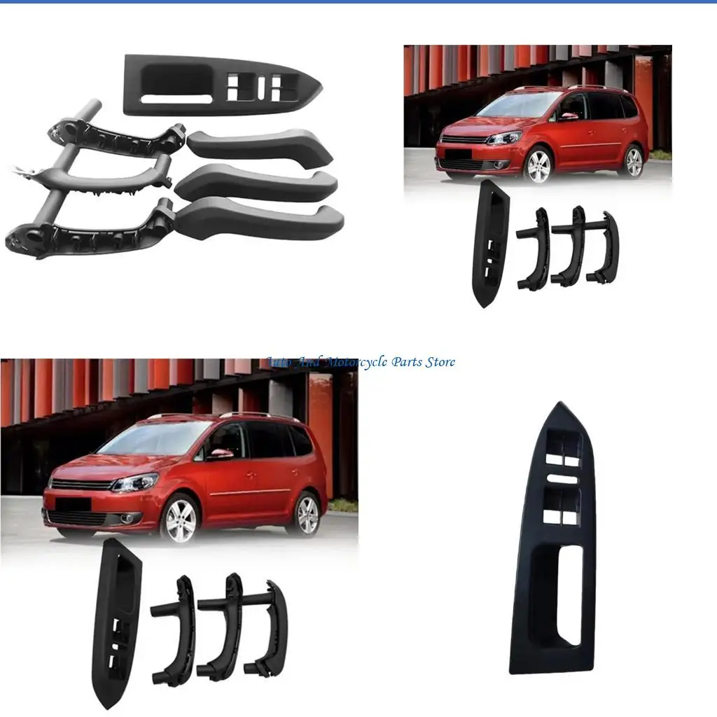 P9FD 7Pcs/Set Left Right Side Plastic Interior Door Handle Frame Enhanced Safety for Vehicle Touran 2005-2015 Model 1T1867371