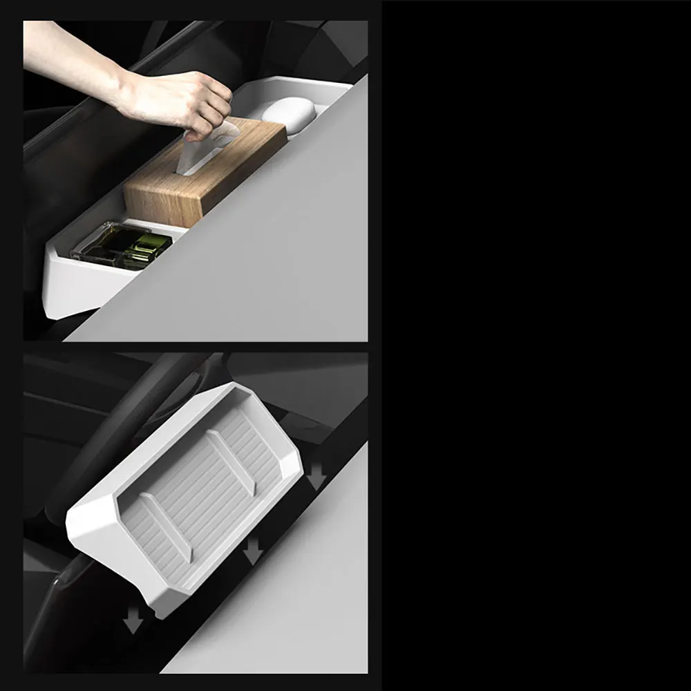 صندوق تخزين لوحة قيادة السيارة لـ Tesla Cybertruck 2024 2025 شاشة التحكم المركزية صينية تخزين خلفية ملحقات السيارات الداخلية 1 قطعة #2