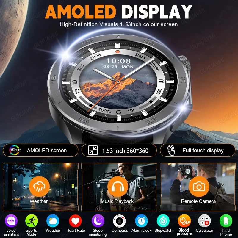 جديد لـ Xiaomi Ultra GPS سوار ذكي AMOLED بلوتوث دعوة ساعات مقاومة للماء للرجل معدل ضربات القلب الرياضة المقتفي ساعة ذكية