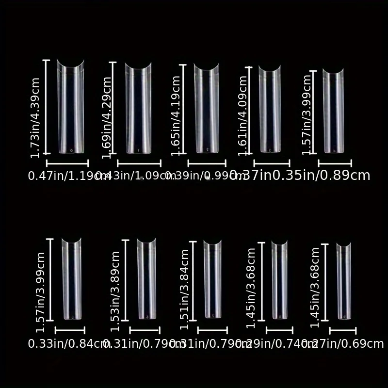 No C Curve Square Nail Tips-No C Curve Long Nail Tips-502Pcs No C Curve XXL Square Straight False Nail Tips Half Cover Clear Natural