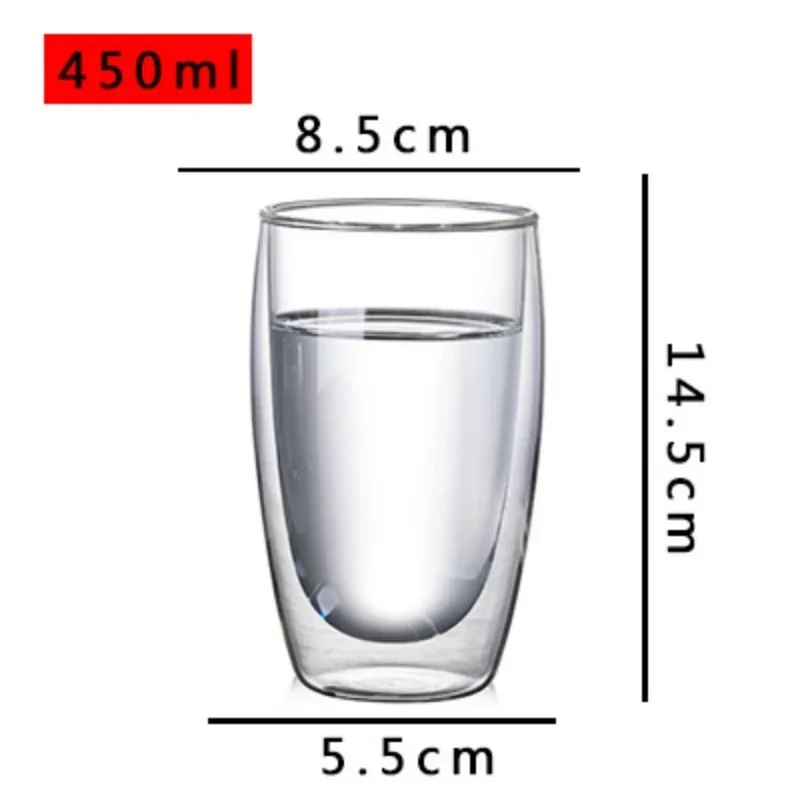 Double Wall Glass Coffee Glass Transparent Tea Cup Set Glass Coffee Cup Set Gift Household Drinkware 150/250/350/450/ml