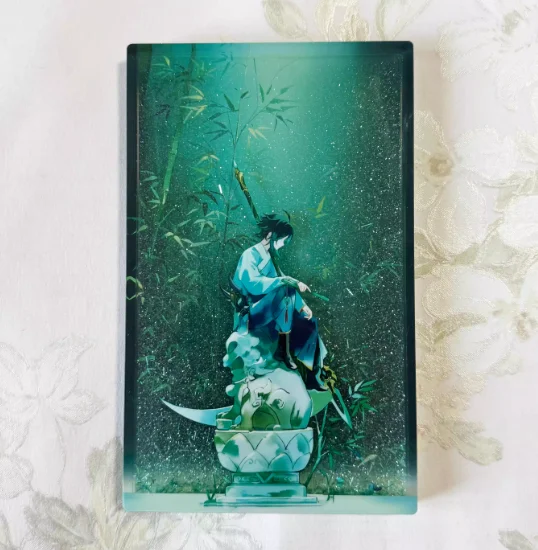Japanese Anime Genshin Impact Xiao Acrylic Quicksand Stand Figure Model Plate Cosplay Collection Desktop Decor Gifts New HGS