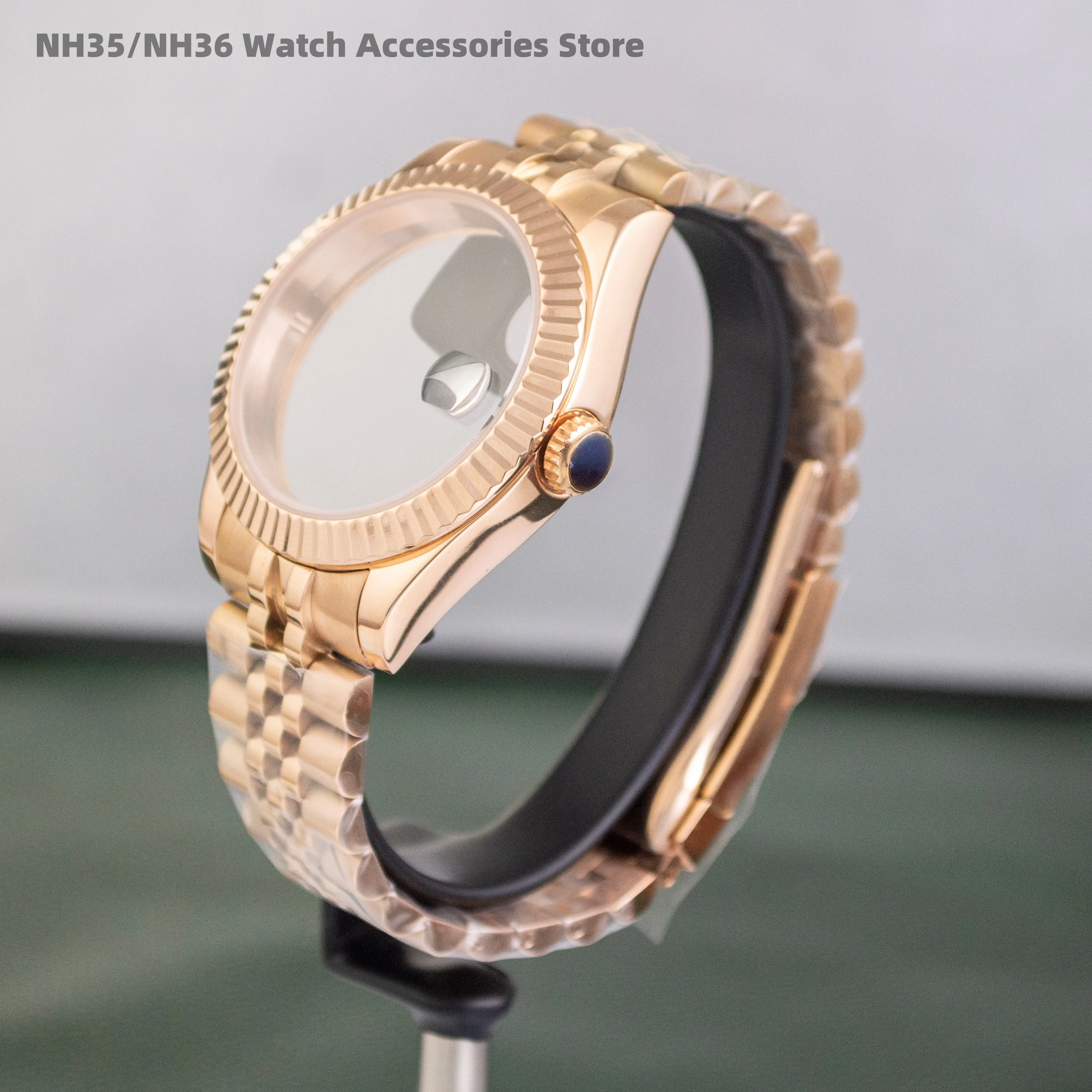 

41mm Case Men Watch Case Strap Fit NH36 NH34 NH35 Movement 10ATM Waterproof Jubilee Stainless Steel Band