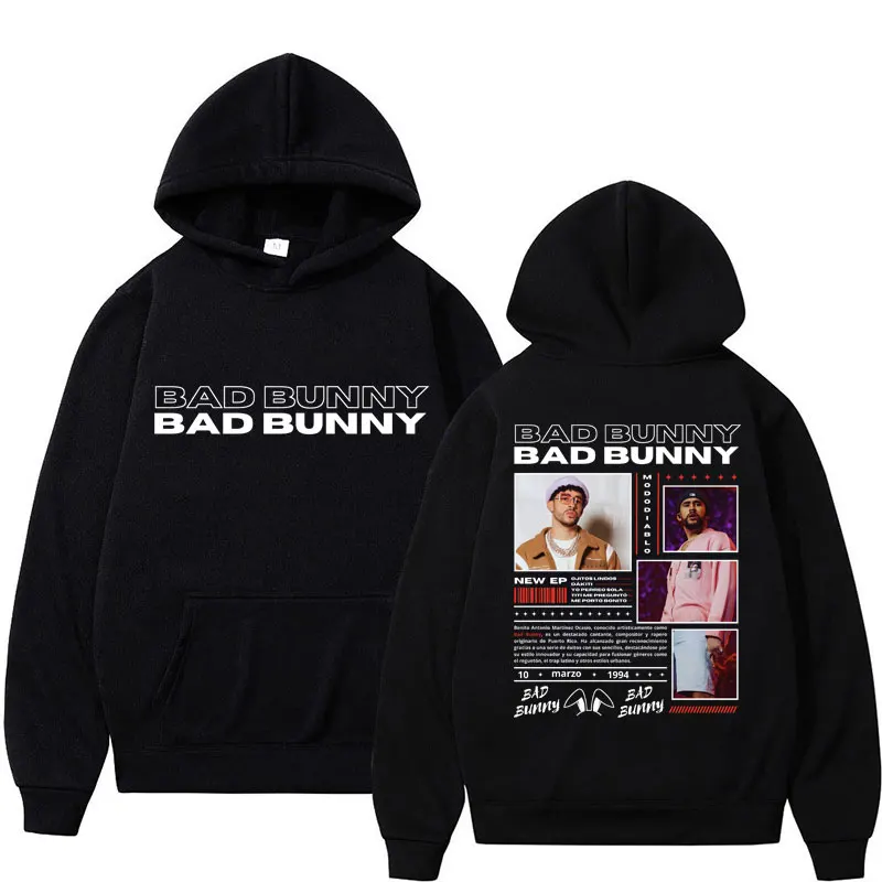 

Rapper Bad Bunny Album Cover Print Hoodie Hip Hop Harajuku Men Women Long Sleeve Fleece Oversized Casual Hoodies Streetwear Male