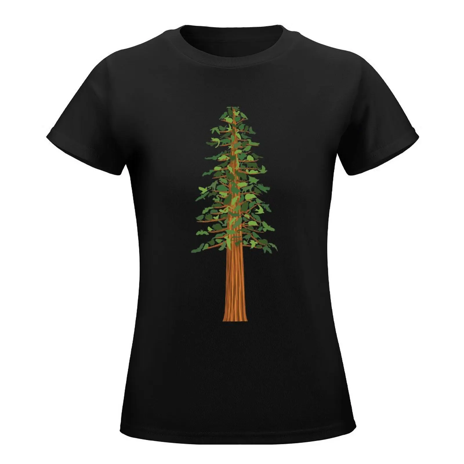 Redwood Forest Tree made from Birds and Animals T-Shirt funny female T-shirts for Women