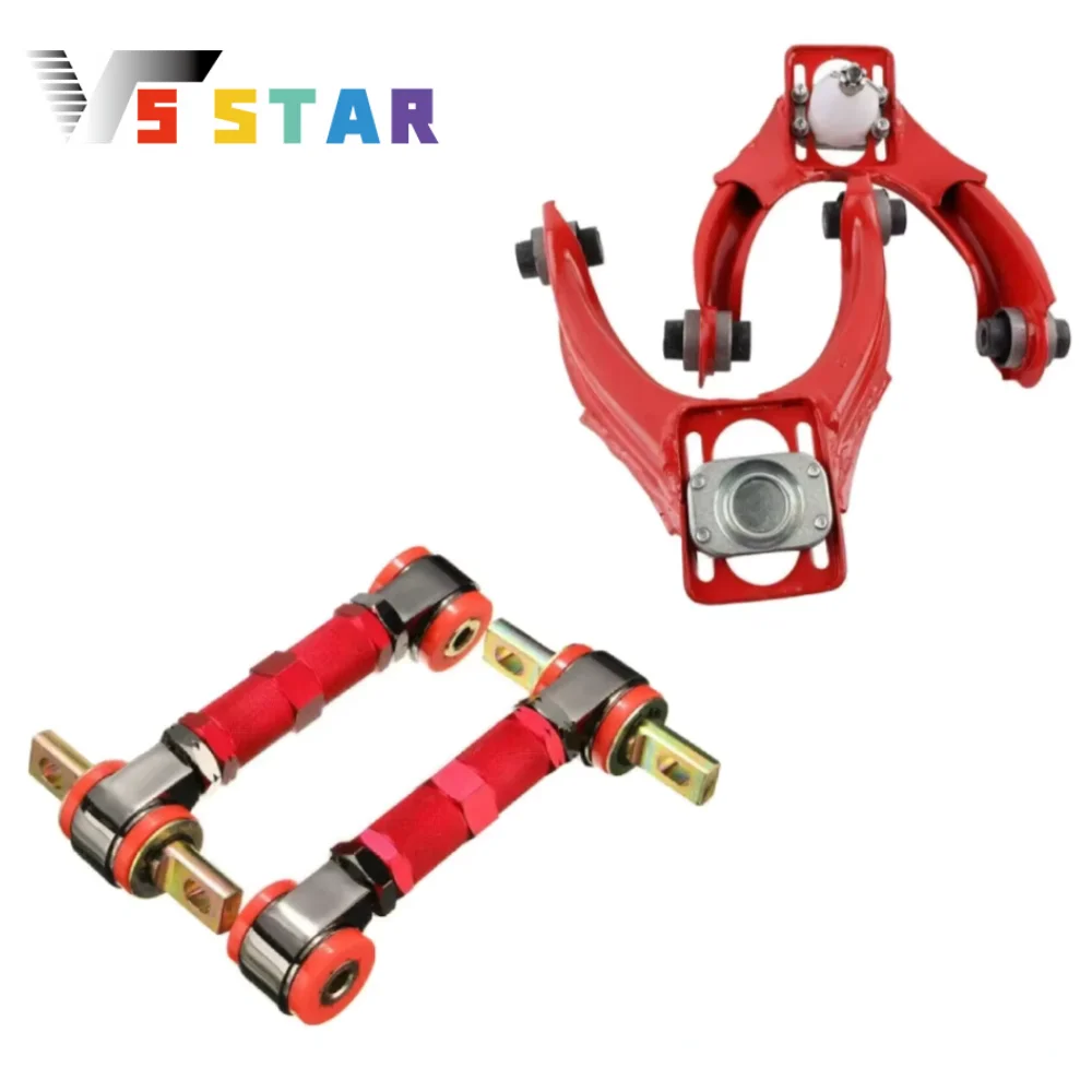 

High Quality Adjustable Aluminum Front Upper Control Arms+Rear Camber Kit For 1996-2000 Honda Civic EK Red Blue