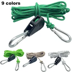 9 colors 5m Reflective Camping Tent Wind Rope Tie Down Tightener Fastening Pulley Ratchet Awning Rope Hook Buckle