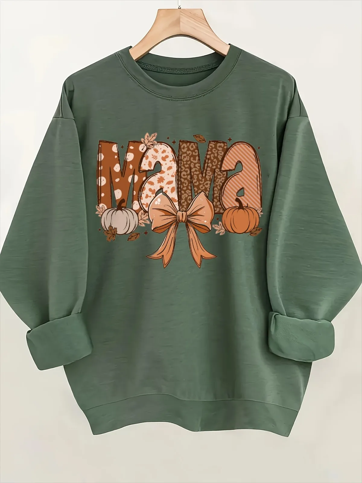 Damen-Kapuzenpullover, lässig, modisch, mit Kürbis-Schleifenmuster, bedruckt, bequem, Rundhalspullover, geeignet für Urlaubsgeschenk-Kleidung