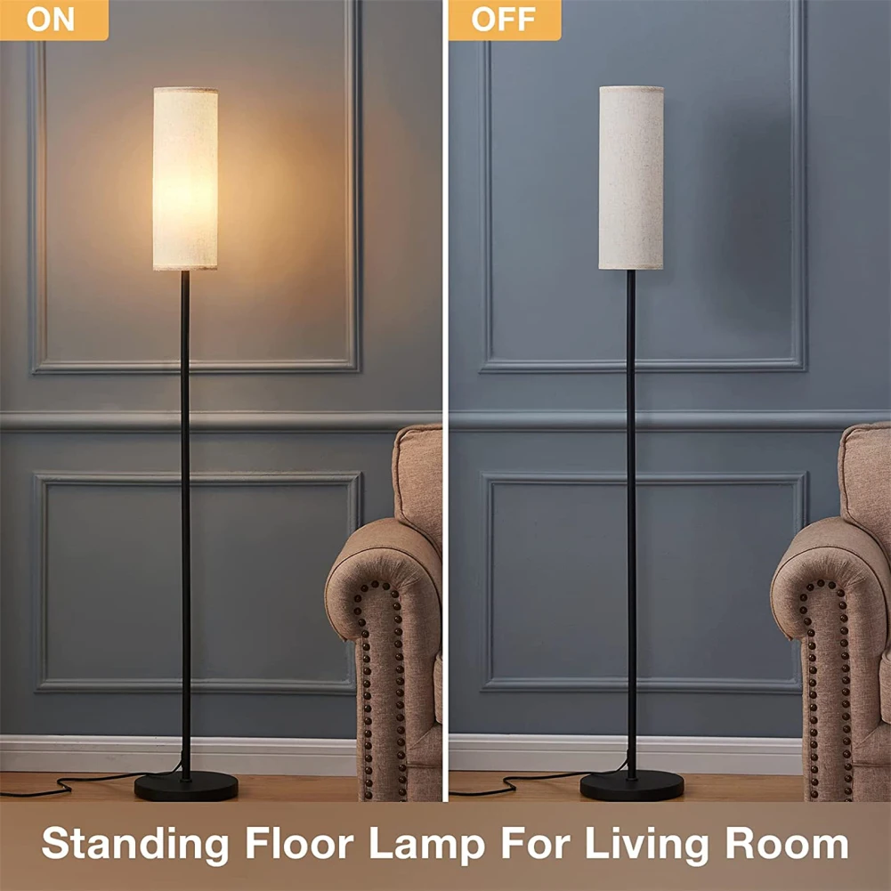 LED Floor Lamp With Foot Switch 3 Color Dimmable 9W E27 Light Bulb Linen Lampshade For Decoration Bedroom Living Room Office