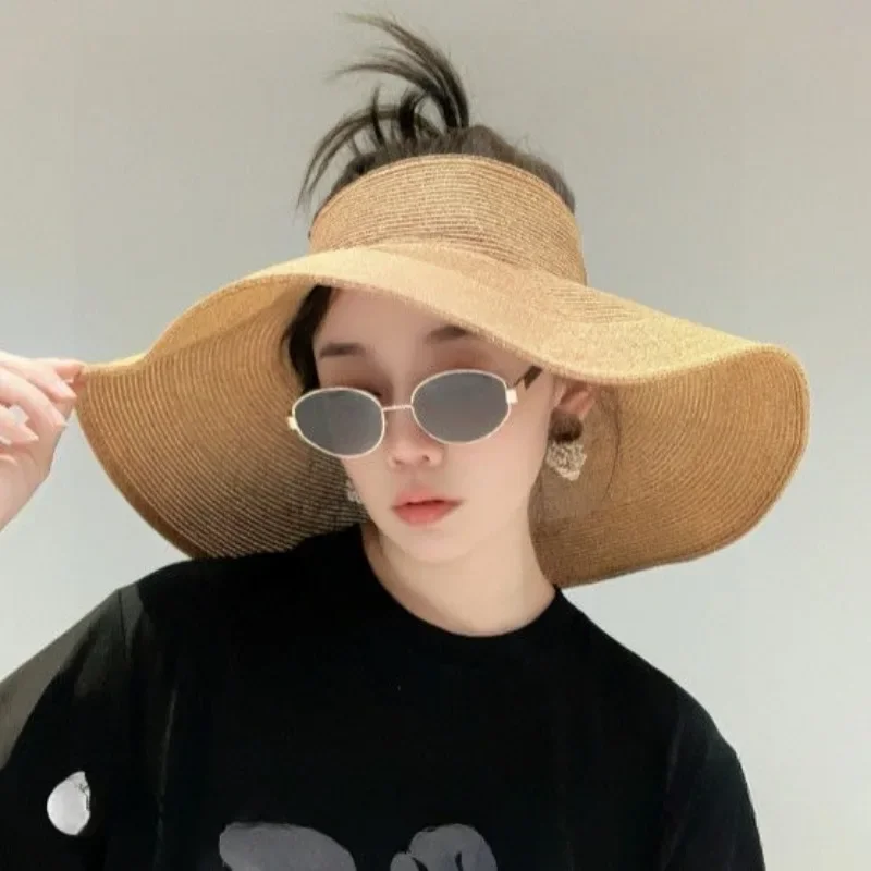 Big brim summer empty top shows the face small sun hat holiday wear women