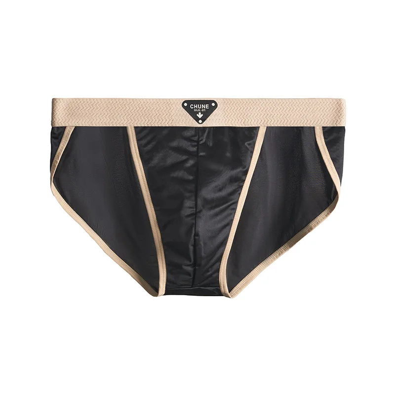 Slip de luxe en Satin soyeux pour hommes, sous-vêtement confortable sans apparence, respirant, poche convexe en U, culotte solide à haute élasticité