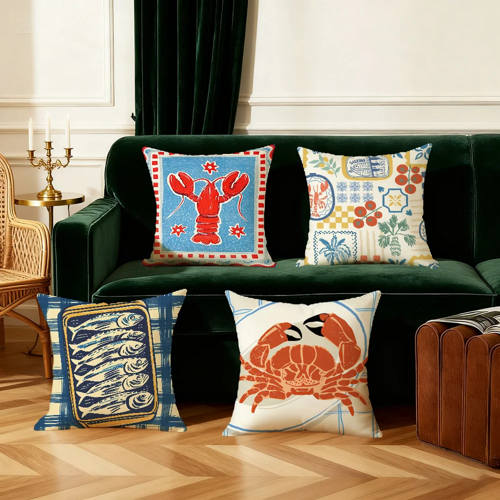 Seafood cute cushion cover Bedroom Sofa Decorative home Car portable Cushion Cover With Zipper Soft pillowcase