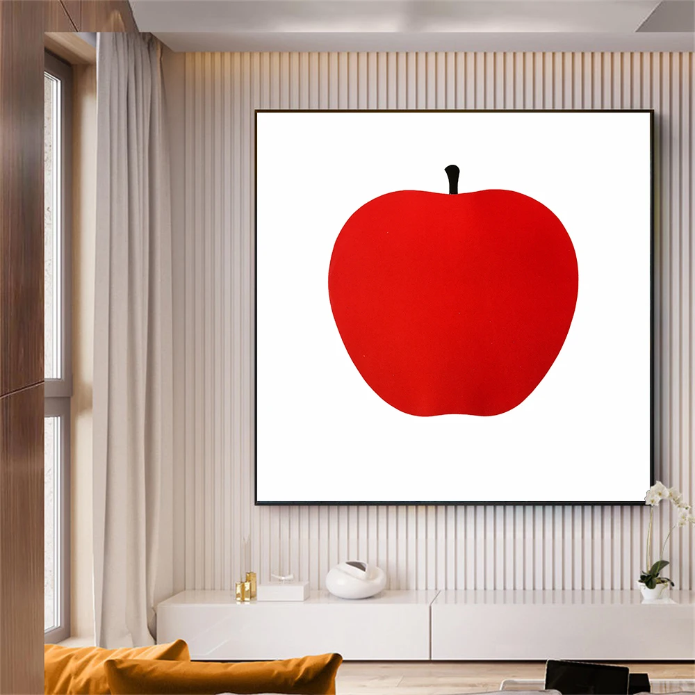 

Mid-Century Modern Nature Wall Art Canvas Print Enzo Mari Poster Red Apple Picture for Kitchen Living Room Home Decor Cuadros