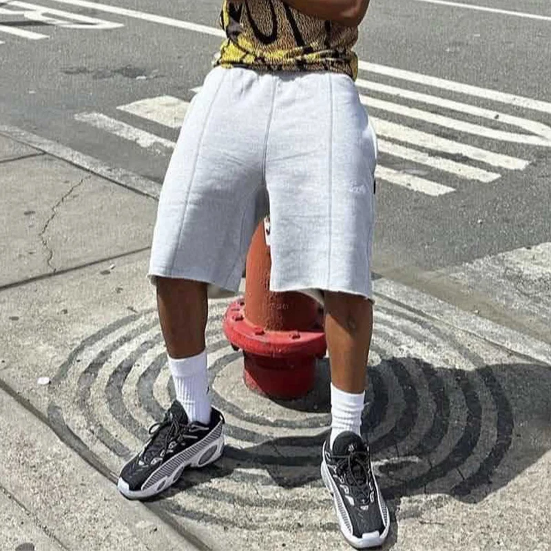 سراويل رياضية عالية الخصر مطرزة بحروف جزيرة الشيطان فضفاضة تناسب للجنسين ملابس الشارع العصرية شورتات ترفيهية غير رسمية