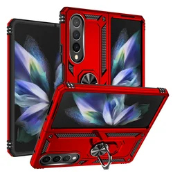 for Samsung Galaxy Z Fold 6 5 4 3 Case Armor Anti-knock Matte Back Magnet Car Holder Ring Stand Cover Silicon PC Shell Fundas