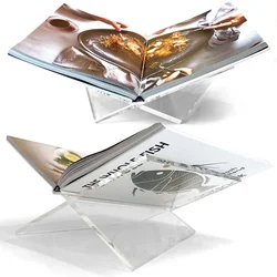 Acrylic Book Holder X-Shaped Display Stand for Cookbook Recipe Menu Magazines Storybook Ball Display Rack Opening Reading Books