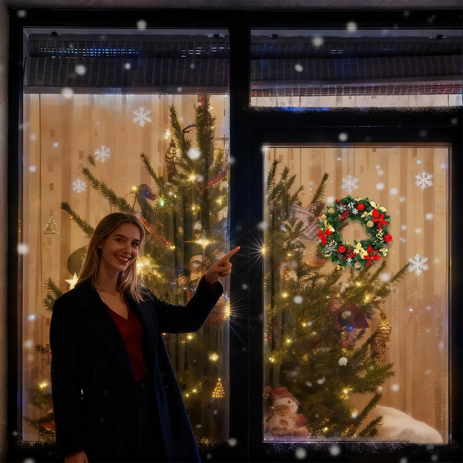 Christmas Window Clings Wall Garland Decal Decorations Christmas Wreath Wall Clings For Winter Door Home Party Shop Bathroom