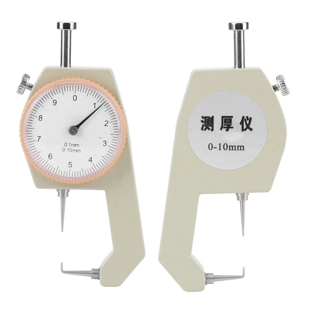 0-10mm Range Thickness Gauge 0.1mm Graduation Silver Dial Thickness Gauge Flat Head Probe Precision Gauge For Leather Craft